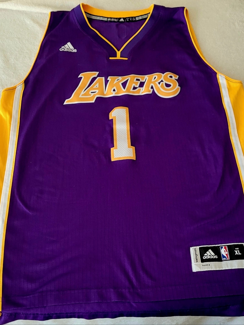 Vintage Adidas NBA LA Lakers D'Angelo Russell #1 Swingman Jersey Adult Size XL